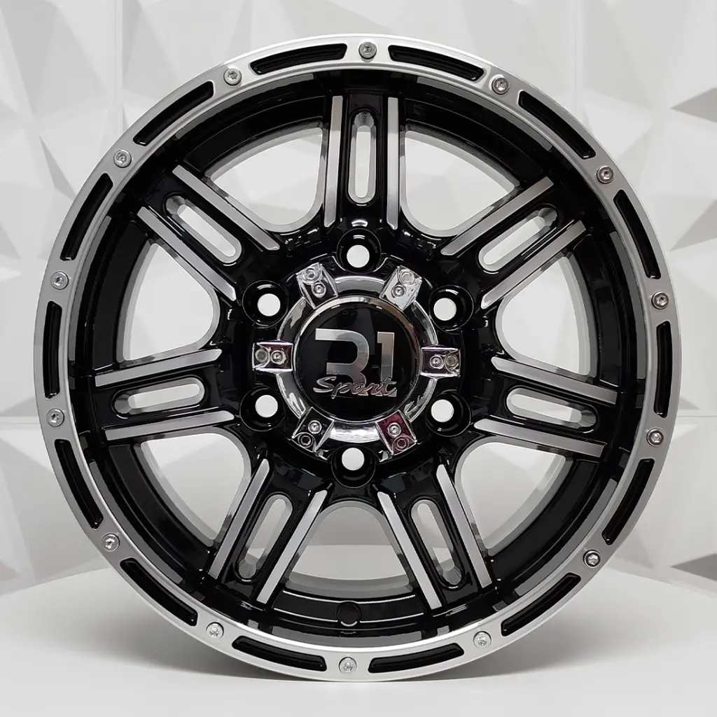 RIN 14X6 5-114.3 R1 SPORT LGS14 BLACK MACHINE FACE MACHINE LIP ET0 CB83