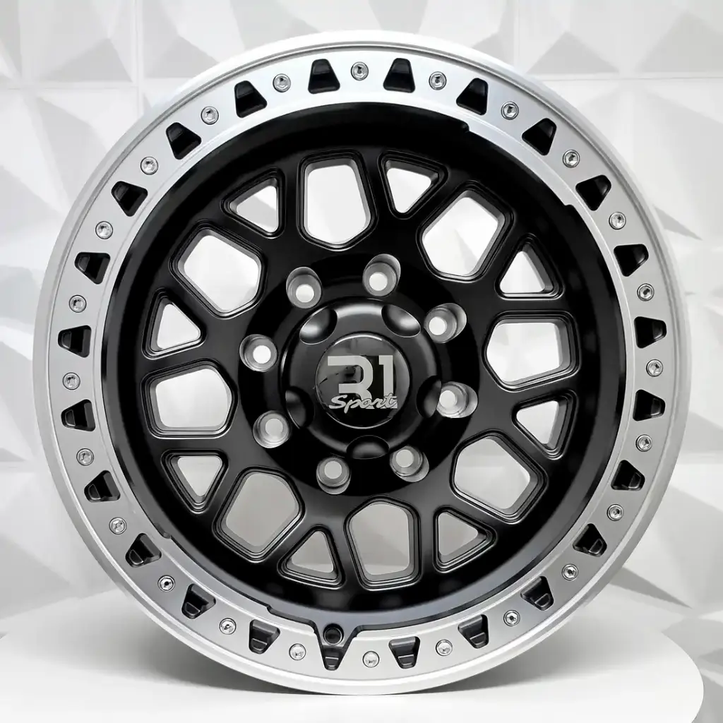 RIN 17X9 8-165.1 R1 SPORT L2743 MATE BLACK MACHINE LIP ET0 CB130.81